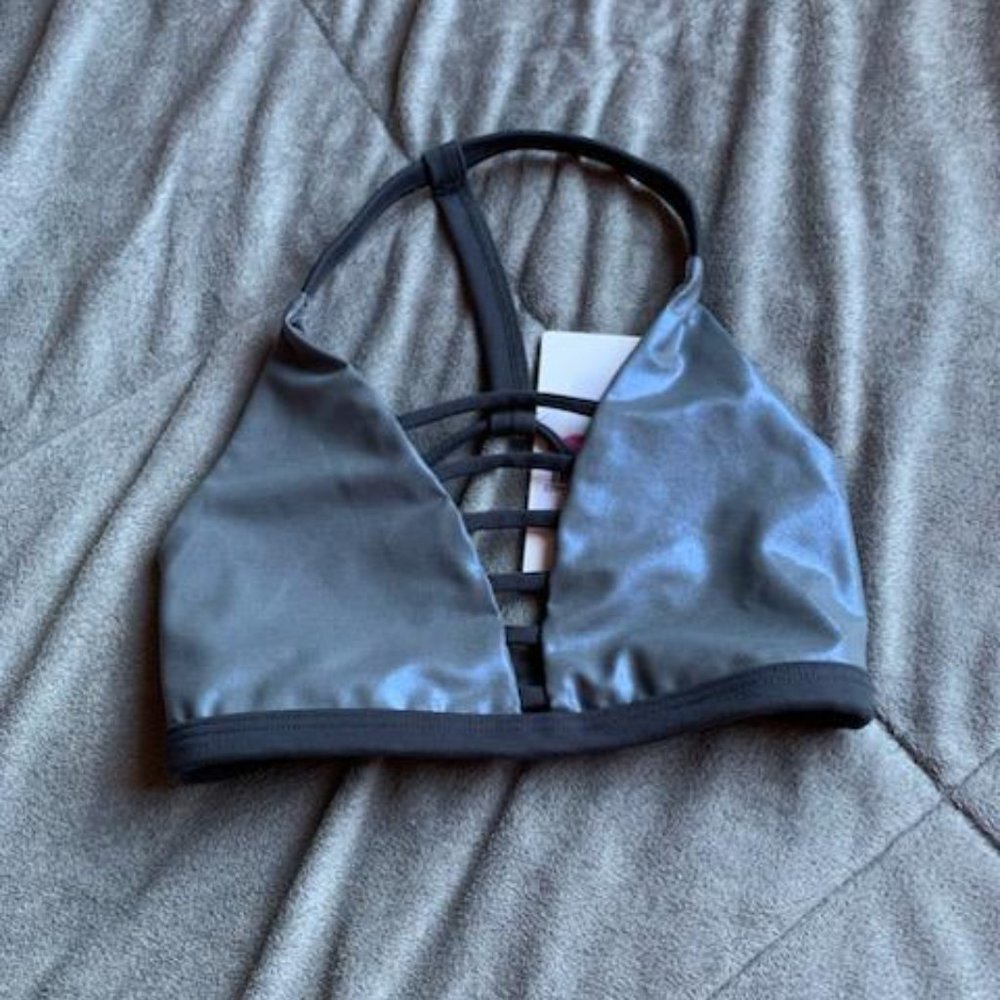 Body Language Simone Reversible Sports Bra NWT Pearl/GunMetal - Picture 4 of 11